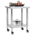 vidaXL Masă de lucru bucătărie cu roți, 80x30x85 cm, oțel inoxidabil vidaXL Masă de lucru bucătărie cu roți, 80x30x85 cm, oțel inoxidabil