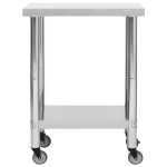 vidaXL Masă de lucru bucătărie cu roți, 80x30x85 cm, oțel inoxidabil vidaXL Masă de lucru bucătărie cu roți, 80x30x85 cm, oțel inoxidabil