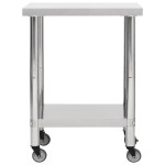 vidaXL Masă de lucru bucătărie cu roți, 80x45x85 cm, oțel inoxidabil vidaXL Masă de lucru bucătărie cu roți, 80x45x85 cm, oțel inoxidabil