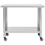vidaXL Masă de lucru bucătărie cu roți, 80x60x85 cm, oțel inoxidabil vidaXL Masă de lucru bucătărie cu roți, 80x60x85 cm, oțel inoxidabil