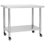 vidaXL Masă de lucru bucătărie cu roți, 100x30x85 cm, oțel inoxidabil vidaXL Masă de lucru bucătărie cu roți, 100x30x85 cm, oțel inoxidabil