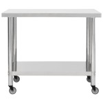 vidaXL Masă de lucru bucătărie cu roți, 100x30x85 cm, oțel inoxidabil vidaXL Masă de lucru bucătărie cu roți, 100x30x85 cm, oțel inoxidabil