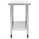 vidaXL Masă de lucru bucătărie cu roți, 100x30x85 cm, oțel inoxidabil vidaXL Masă de lucru bucătărie cu roți, 100x30x85 cm, oțel inoxidabil