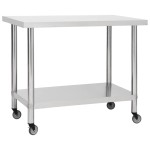 vidaXL Masă de lucru bucătărie cu roți, 100x45x85 cm, oțel inoxidabil vidaXL Masă de lucru bucătărie cu roți, 100x45x85 cm, oțel inoxidabil