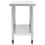 vidaXL Masă de lucru bucătărie cu roți, 100x45x85 cm, oțel inoxidabil vidaXL Masă de lucru bucătărie cu roți, 100x45x85 cm, oțel inoxidabil