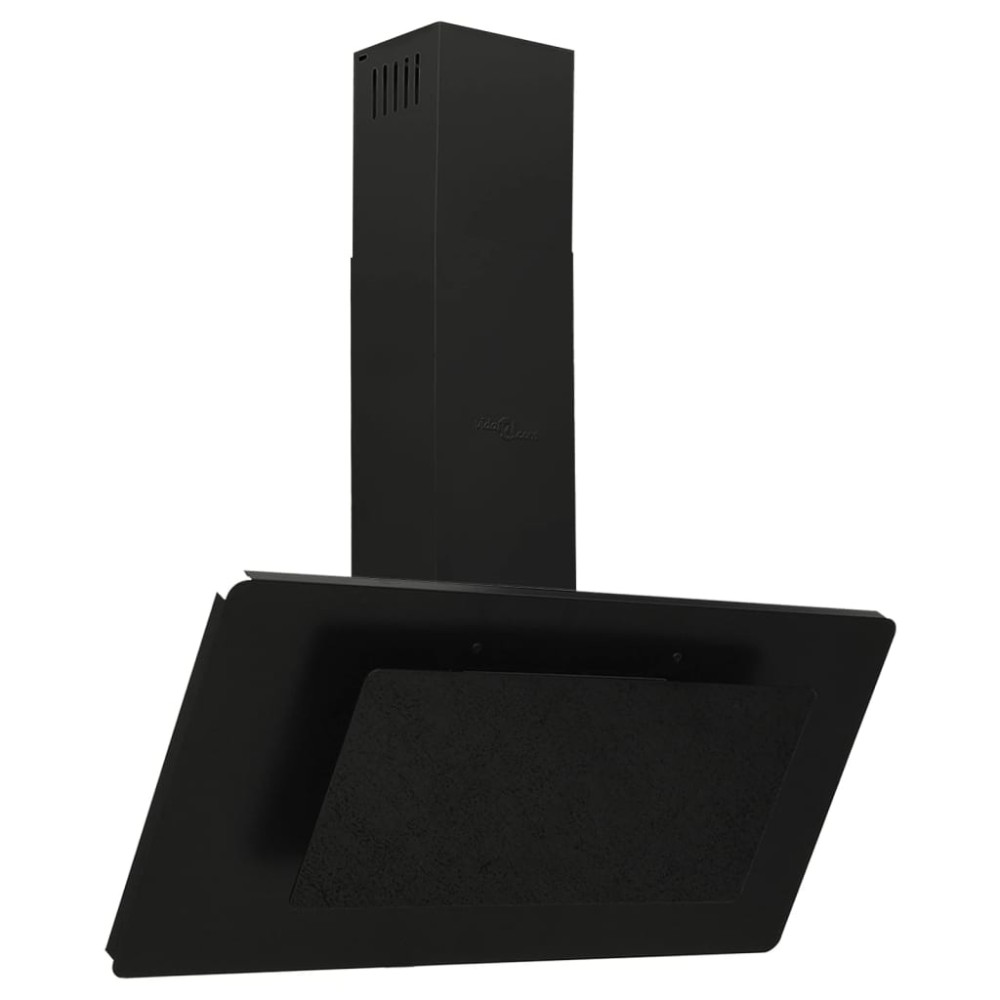 vidaXL Hotă de perete negru 90 cm oțel inoxidabil și sticlă securizată