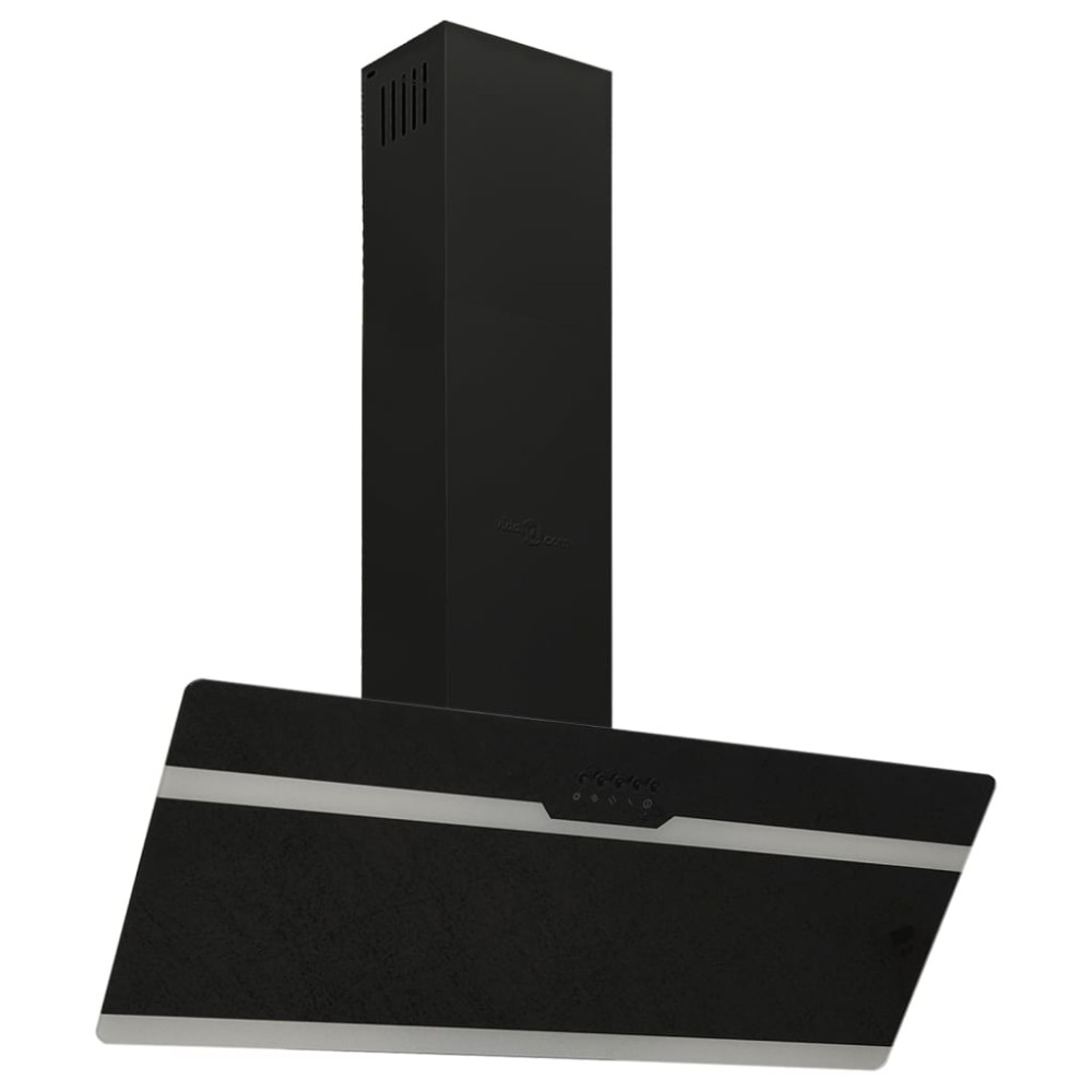vidaXL Hotă de perete, negru, 90 cm, oțel și sticlă securizată