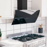 vidaXL Hotă de perete, negru, 90 cm, oțel și sticlă securizată vidaXL Hotă de perete, negru, 90 cm, oțel și sticlă securizată