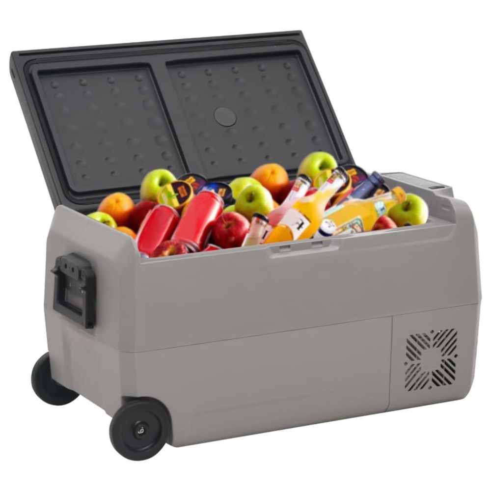 vidaXL Ladă frigorifică cu roată și mâner 36 L, negru și gri, PP & PE