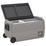 vidaXL Ladă frigorifică cu roată și mâner 36 L, negru și gri, PP & PE vidaXL Ladă frigorifică cu roată și mâner 36 L, negru și gri, PP & PE