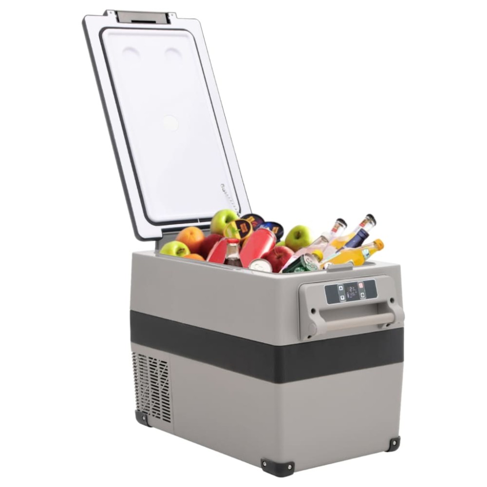 vidaXL Ladă frigorifică cu mâner, negru și gri, 35 L, PP și PE