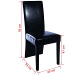 vidaXL Scaune de bucătărie, 2 buc., negru, piele ecologică