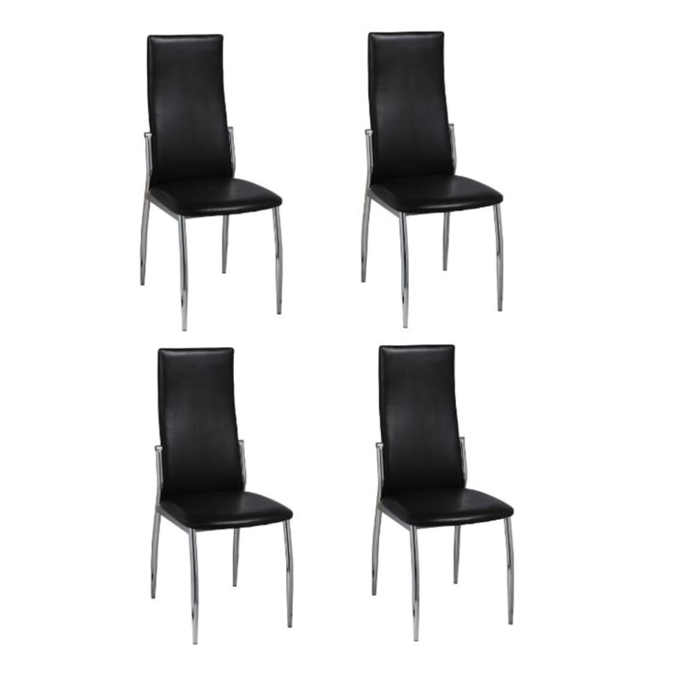 vidaXL Scaune de sufragerie, 4 buc., negru, piele ecologică