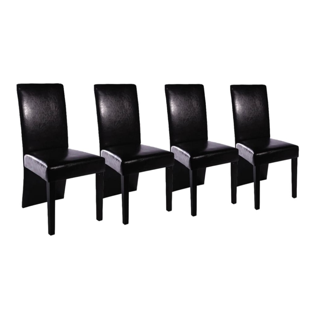 vidaXL Scaune de sufragerie, 4 buc., negru, piele ecologică