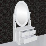 vidaXL Masă de machiaj cu oglindă oscilantă ovală, MDF