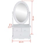 vidaXL Masă de machiaj cu oglindă oscilantă ovală, MDF