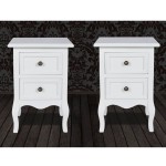 vidaXL Noptiere cu 2 sertare, 2 buc., alb, MDF