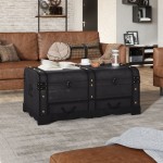 vidaXL Cufăr vintage mare, negru, lemn vidaXL Cufăr vintage mare, negru, lemn