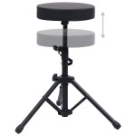 vidaXL Taburet reglabil pentru tobe, negru, rotund vidaXL Taburet reglabil pentru tobe, negru, rotund