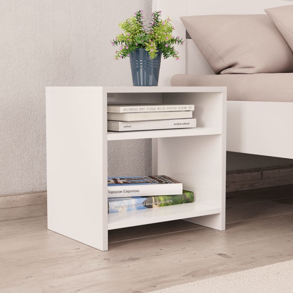 vidaXL Noptiere, 2 buc., alb, 40x30x40 cm, lemn prelucrat