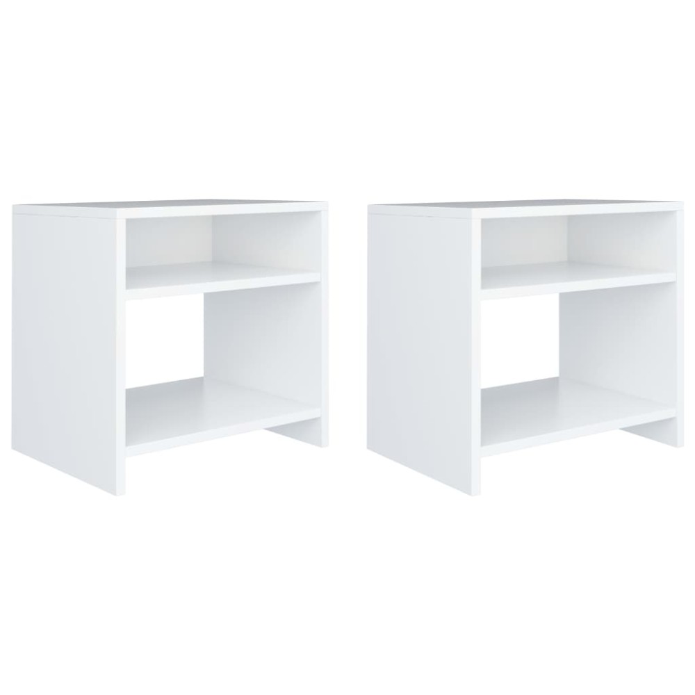 vidaXL Noptiere, 2 buc., alb, 40x30x40 cm, lemn prelucrat