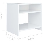 vidaXL Noptiere, 2 buc., alb, 40x30x40 cm, lemn prelucrat