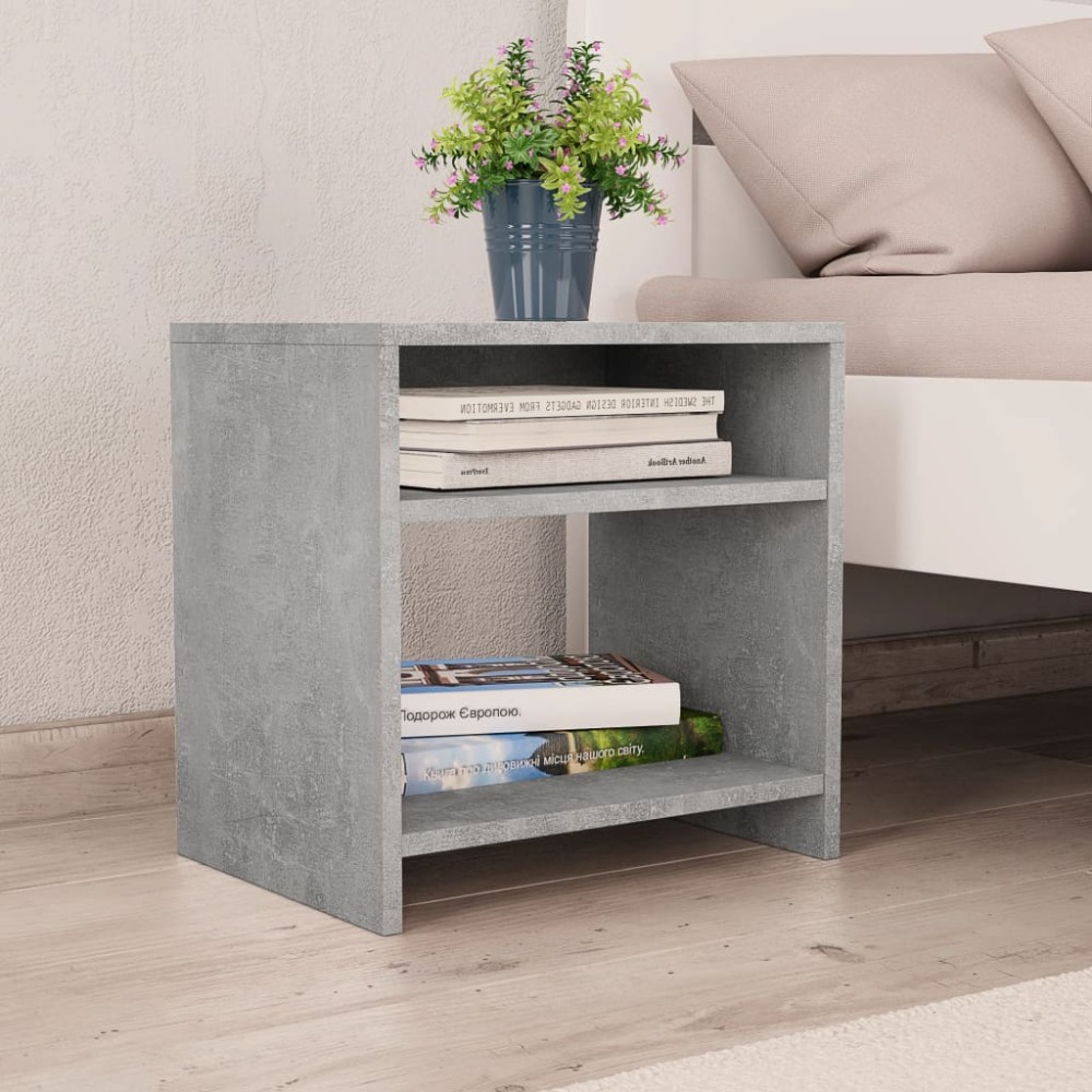 vidaXL Noptiere, 2 buc., gri beton, 40x30x40 cm, lemn prelucrat