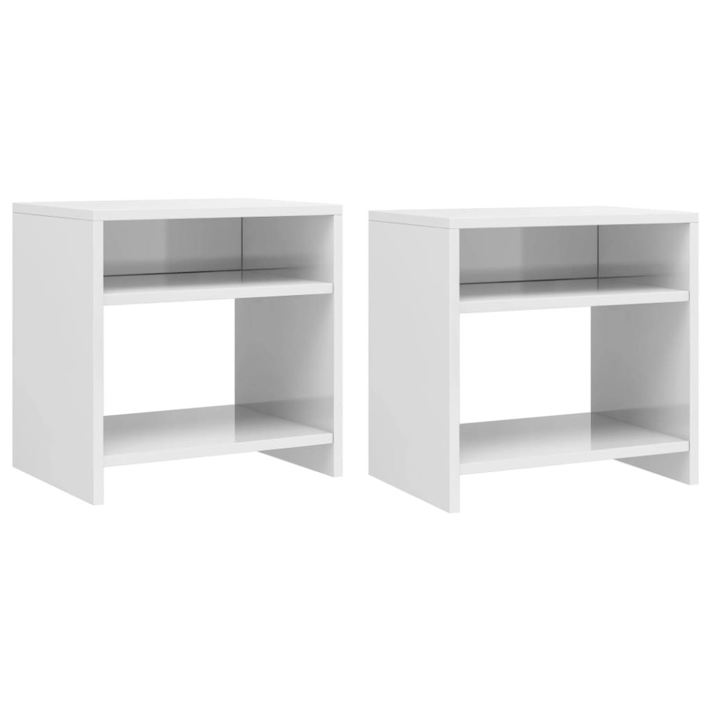 vidaXL Noptiere, 2 buc., alb extralucios, 40x30x40 cm, lemn prelucrat