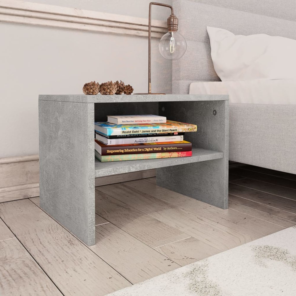 vidaXL Noptiere, 2 buc., gri beton, 40x30x30 cm, lemn prelucrat