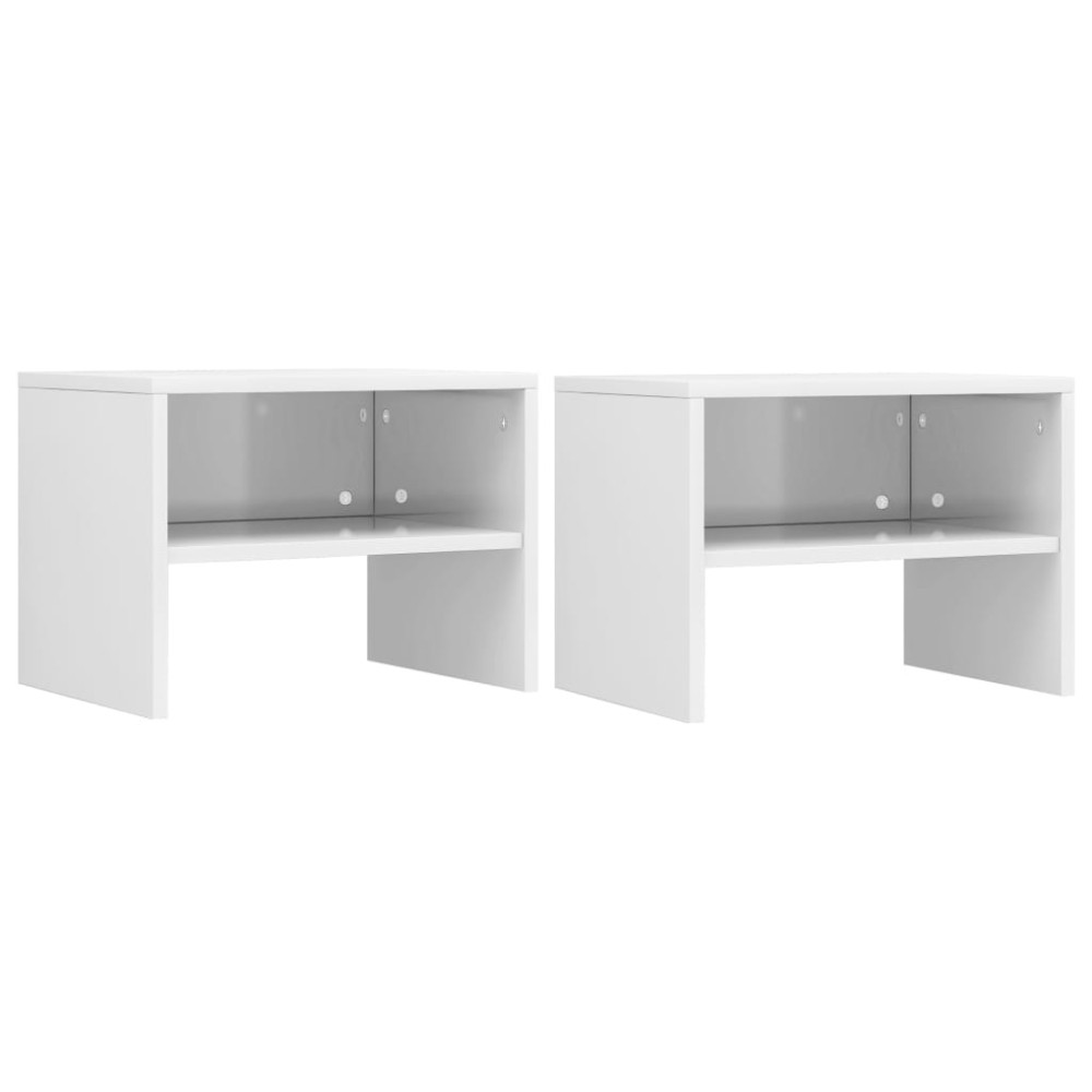 vidaXL Noptiere, 2 buc., alb extralucios, 40x30x30 cm, lemn prelucrat