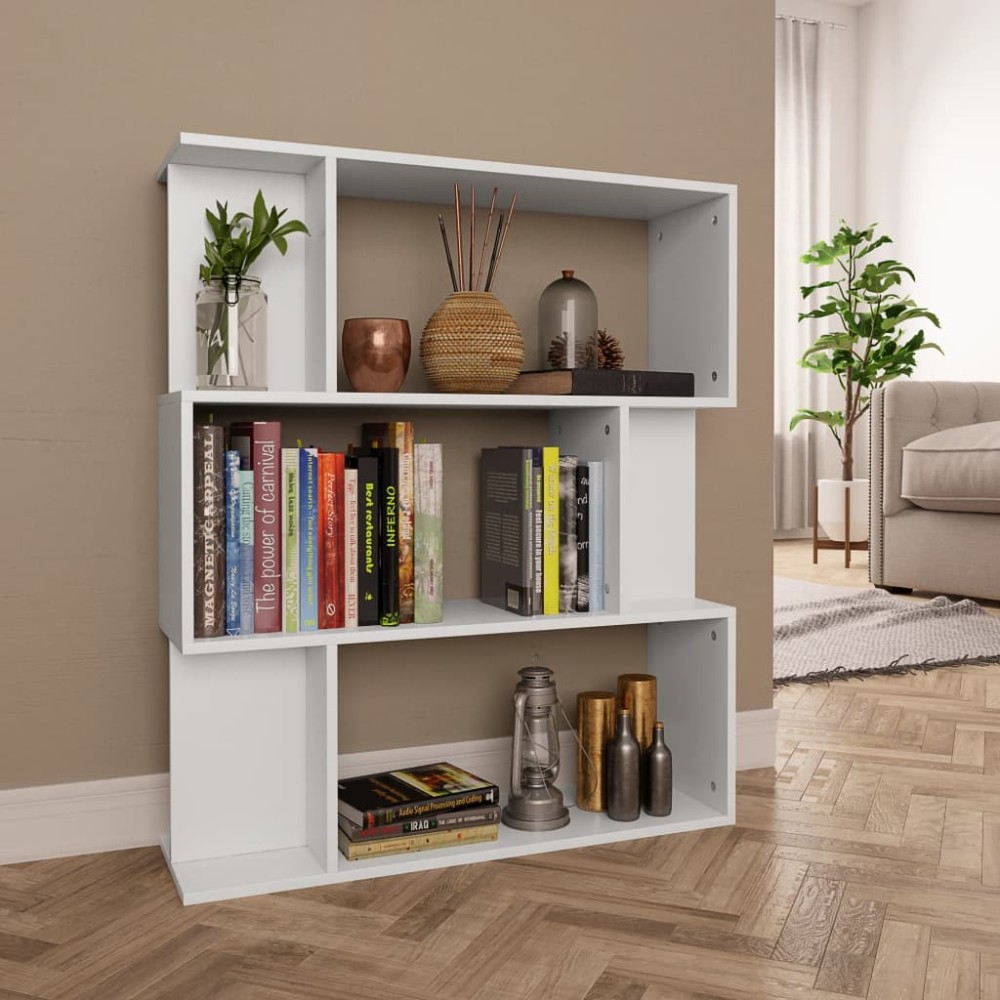 vidaXL Bibliotecă/Separator cameră, alb, 80x24x96 cm, lemn prelucrat