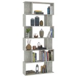 vidaXL Bibliotecă/Separator, gri beton, 80x24x192 cm, lemn prelucrat vidaXL Bibliotecă/Separator, gri beton, 80x24x192 cm, lemn prelucrat