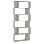 vidaXL Bibliotecă/Separator, gri beton, 80x24x192 cm, lemn prelucrat vidaXL Bibliotecă/Separator, gri beton, 80x24x192 cm, lemn prelucrat