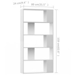vidaXL Bibliotecă/Separator cameră, alb, 80x24x159 cm, lemn prelucrat