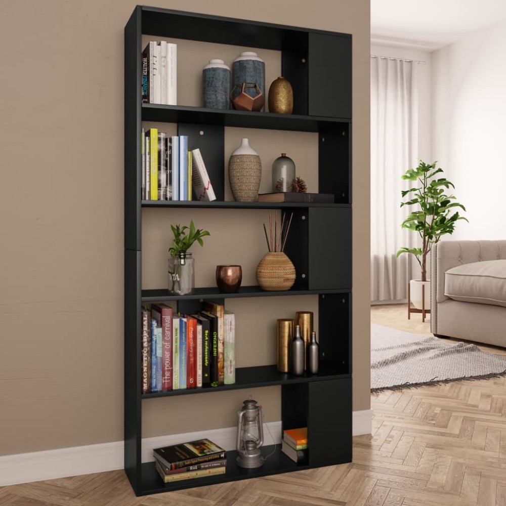 vidaXL Bibliotecă/Separator cameră negru, 80x24x159 cm, lemn prelucrat