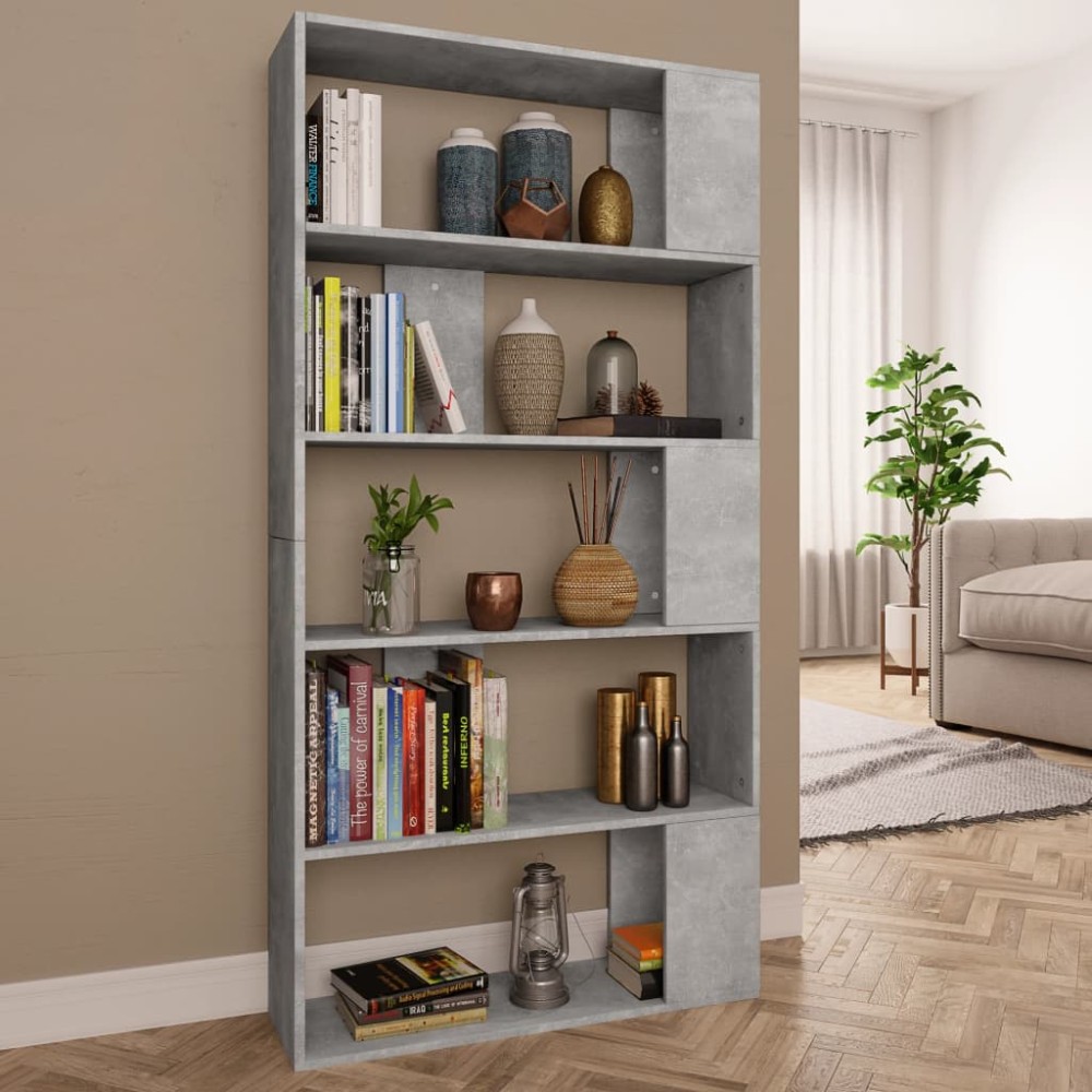 vidaXL Bibliotecă/Separator, gri beton, 80x24x159 cm, lemn prelucrat