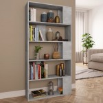 vidaXL Bibliotecă/Separator, gri beton, 80x24x159 cm, lemn prelucrat vidaXL Bibliotecă/Separator, gri beton, 80x24x159 cm, lemn prelucrat