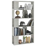 vidaXL Bibliotecă/Separator, gri beton, 80x24x159 cm, lemn prelucrat vidaXL Bibliotecă/Separator, gri beton, 80x24x159 cm, lemn prelucrat