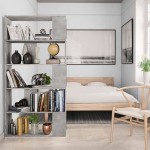 vidaXL Bibliotecă/Separator, gri beton, 80x24x159 cm, lemn prelucrat vidaXL Bibliotecă/Separator, gri beton, 80x24x159 cm, lemn prelucrat