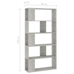 vidaXL Bibliotecă/Separator, gri beton, 80x24x159 cm, lemn prelucrat vidaXL Bibliotecă/Separator, gri beton, 80x24x159 cm, lemn prelucrat