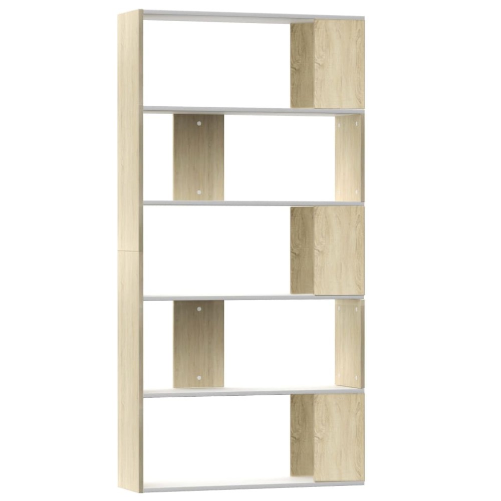 vidaXL Bibliotecă/Separator cameră alb&stejar sonoma 80x24x159 cm PAL