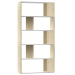 vidaXL Bibliotecă/Separator cameră alb&stejar sonoma 80x24x159 cm PAL