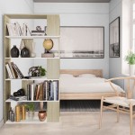 vidaXL Bibliotecă/Separator cameră alb&stejar sonoma 80x24x159 cm PAL