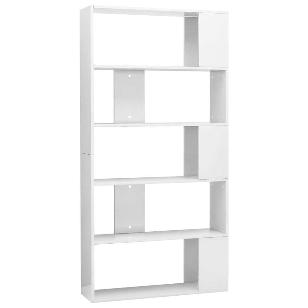 vidaXL Bibliotecă/Separator cameră, alb extralucios, 80x24x159 cm, PAL
