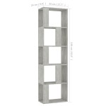 vidaXL Bibliotecă/Separator, gri beton, 45x24x159 cm, lemn prelucrat vidaXL Bibliotecă/Separator, gri beton, 45x24x159 cm, lemn prelucrat