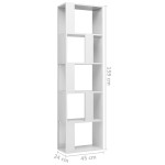 vidaXL Bibliotecă/Separator alb extralucios 45x24x159cm lemn prelucrat