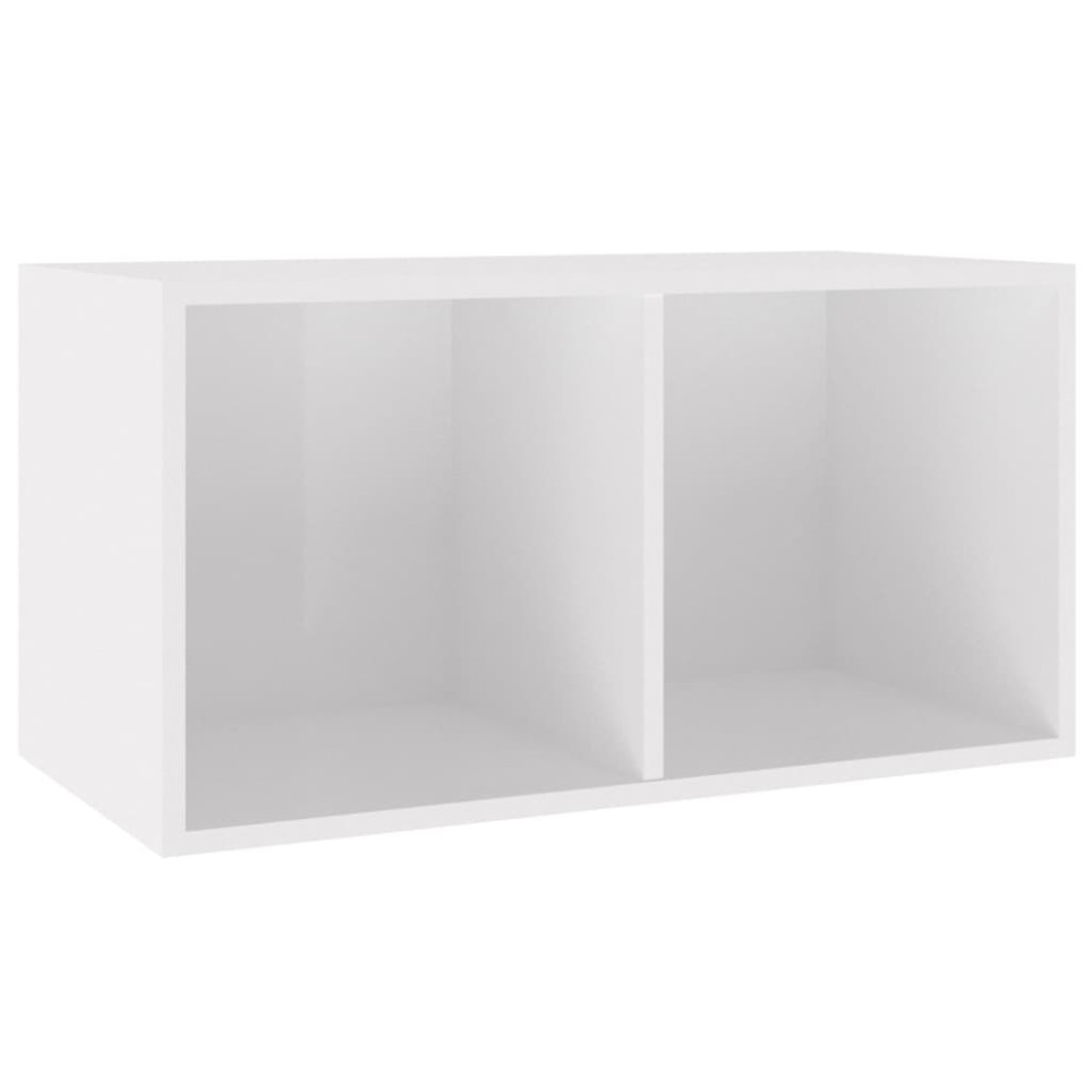 vidaXL Cutie de depozitare viniluri, alb extralucios, 71x34x36 cm lemn
