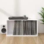 vidaXL Cutie de depozitare viniluri, alb extralucios, 71x34x36 cm lemn vidaXL Cutie de depozitare viniluri, alb extralucios, 71x34x36 cm lemn