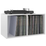 vidaXL Cutie de depozitare viniluri, alb extralucios, 71x34x36 cm lemn vidaXL Cutie de depozitare viniluri, alb extralucios, 71x34x36 cm lemn