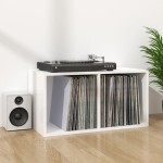 vidaXL Cutie de depozitare viniluri, alb extralucios, 71x34x36 cm lemn vidaXL Cutie de depozitare viniluri, alb extralucios, 71x34x36 cm lemn